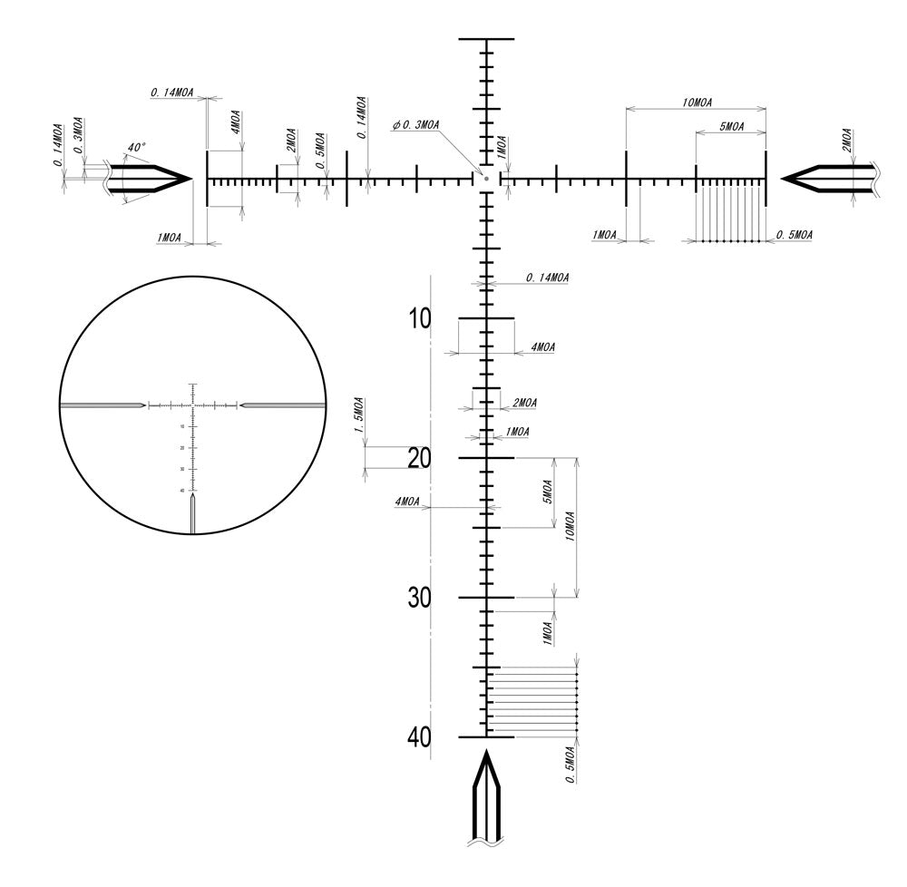 DDoptics Zielfernrohr Long Range DDMP V10 4-40x50  tacA 0,1 MOA