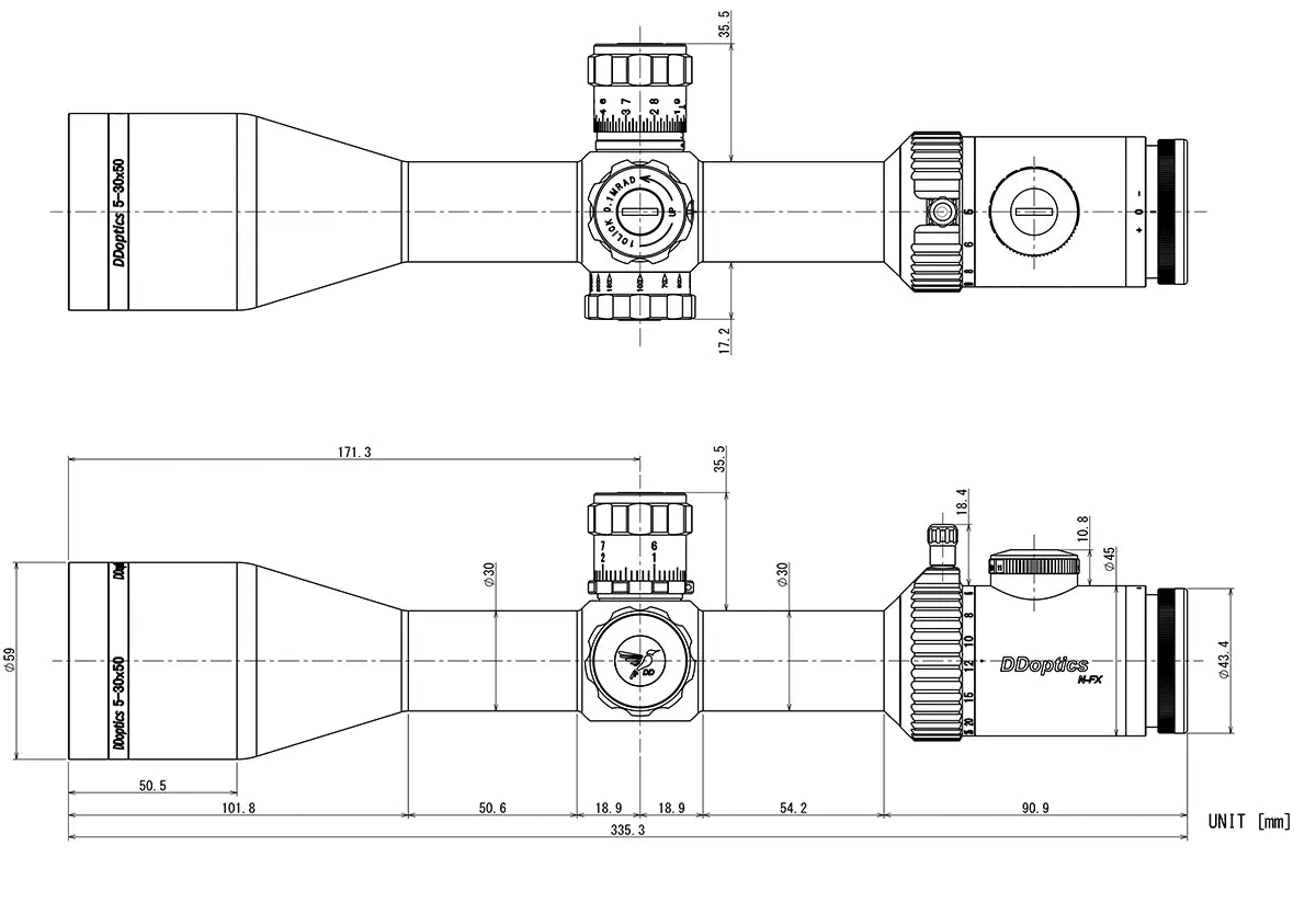 DDoptics Zielfernrohr nighteagle NFX V6 5-30x50 Mildot 0,1 MRAD