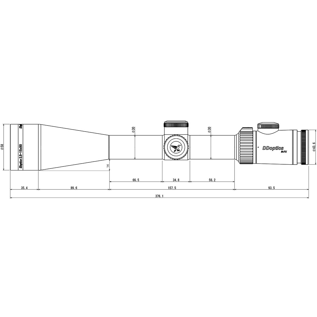 DDoptics Zielfernrohr nighteagle NFX V6 2,5-15x50 A4N 0,1 MRAD